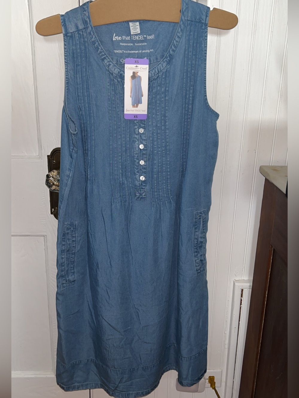 Coldwater Creek Blue Sleeveless Tencel Chambray Dress